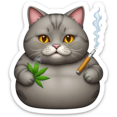a fat cat smoking weed  sticker
