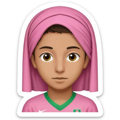 Adolecent arabe avec coupe plaquer sur le coté maillot de lalgerie rose sticker