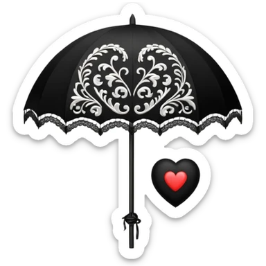 heart with a black lace parasol sticker