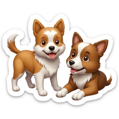 dog playing with another dog sticker