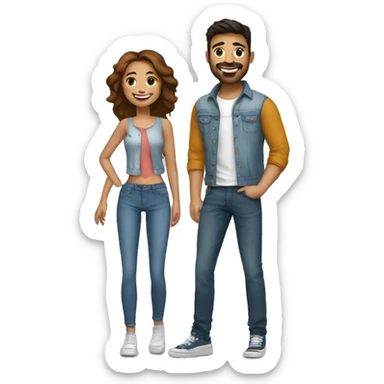 A happy couple girl with top and jean and man with alo apparels  sticker