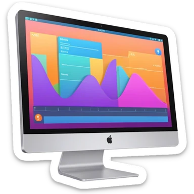 Create an emoji for animation and motion design. Show a computer monitor displaying the animation creation process, with a timeline, keyframes, and motion effects. Use modern, vibrant colors. No emojis or smiley faces. Transparent background. sticker