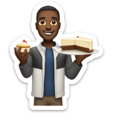 man in newyork with cheesecake sticker