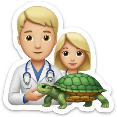 blonde man veterinarian with turtle sticker