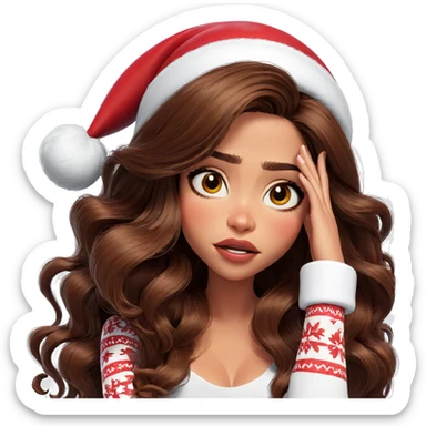 christmas girl in santa hat sticker