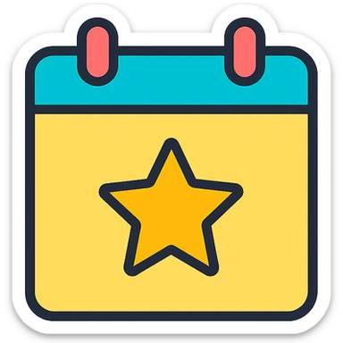clean modern icon style calendar with a star sticker