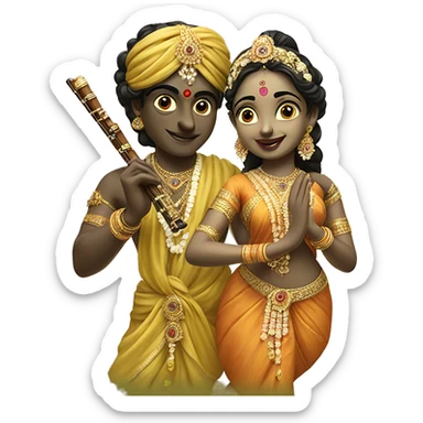 Radha krishna with flute sticker
