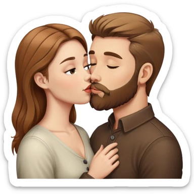 Light brown haired man with beard kissing woman sticker