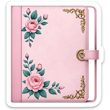 pink diary, coquette, loveshackfancy style, ring binder, no leather  sticker