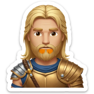ancient greek warrior with long blonde hair and beard sticker