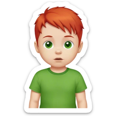 baby red hair with green t shirt sticker