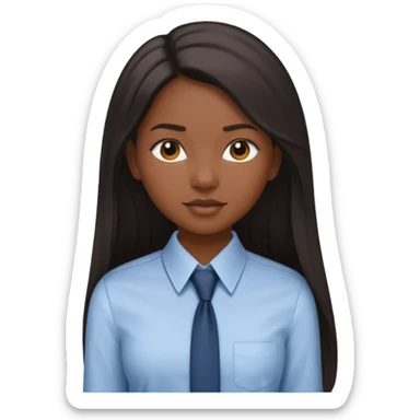 black girl working in collared formal shirt and long sleek hair sticker