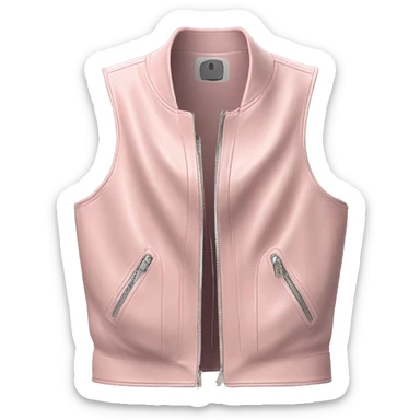 Realistic isolated pair of pastel pink open zip up leather fashion vest. sticker