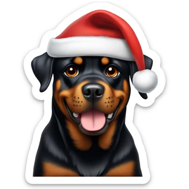 Cute Rottweiler with a Santa hat sticker