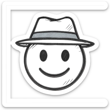 emoji head in blue panama hat sticker