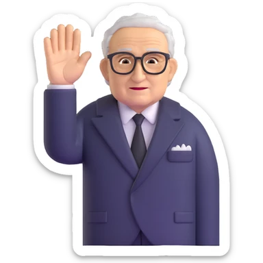 portrait of Henry Kissinger, waving hand sticker