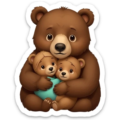 Mama, papa, and baby bear hug sticker