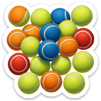 red yellow orange blue green tennis balls sticker
