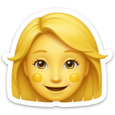 😊🥺 these emojis but with flies around it and its happy yellow face emoji black eyes like the 4th image but its cuter remove the nose make the eyes bigger and fully black and close its mouth make it smile girl whatever sticker