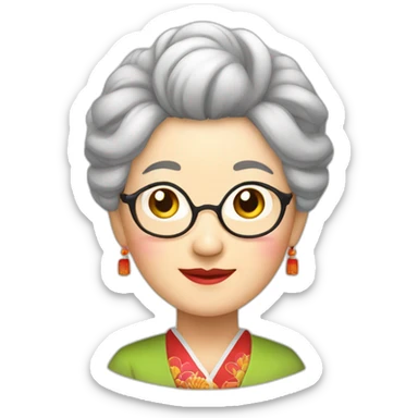 Chinese senior lady wdress traditiona Chinese sticker