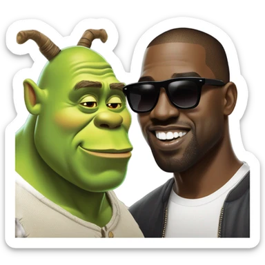 Shrek kissing kanye west sticker