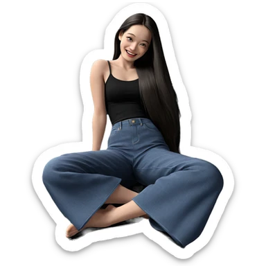 smiling girl with long hair sticker