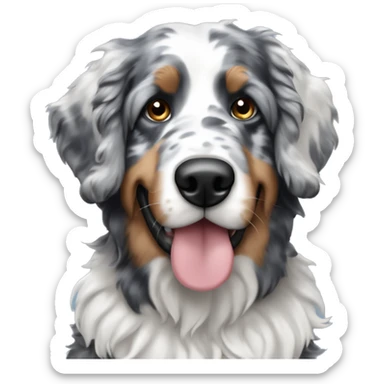 Blue merle bernedoodle dog with black ears  sticker