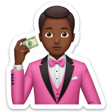 ambitious thinking about money, black person, pink tuxedo sticker