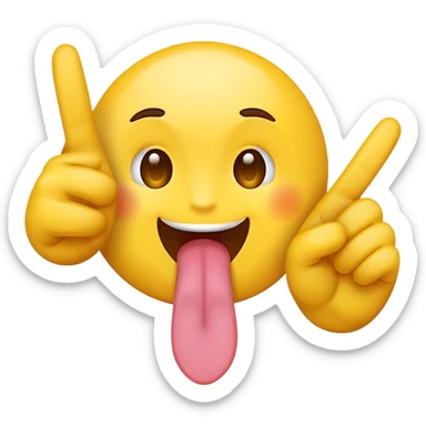 Emoji face holding up peace sign and sticking out tongue like 2016 sticker