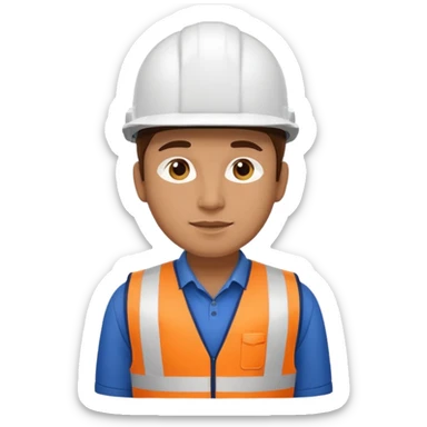 Un ingeniero Casco color blanco chaleco azul con franja blanca color azul marino sticker