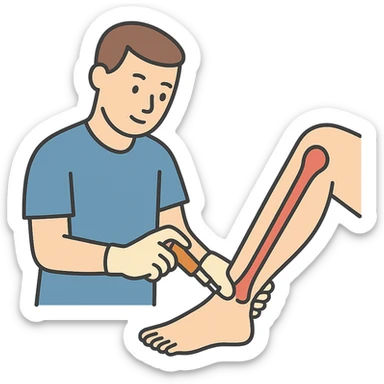 procedimento de punção intraóssea em estilo flat toon visual limpo e didático sticker