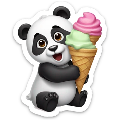 Panda eating ice cream sticker