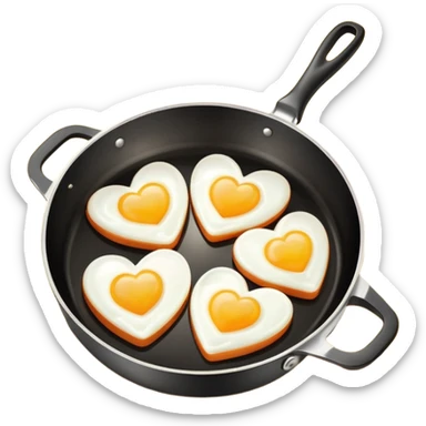 cooking pan with heart-shaped eggs sticker