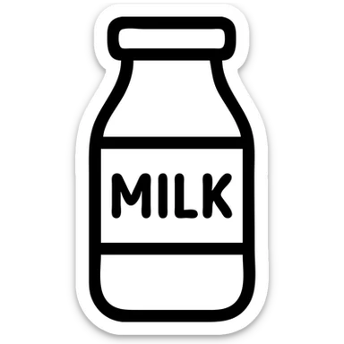 stylized milk bottle with bold outlines sticker