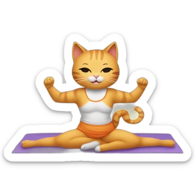 cat doing yoga on the mat sticker