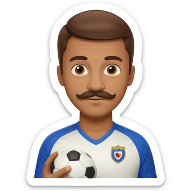soccer player with mustache holding soccer ball sticker