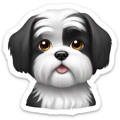 A shi-tzu dog that’s  black and white  sticker