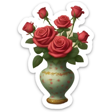 Roses in a vintage vase sticker
