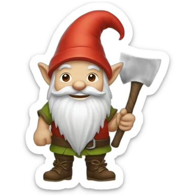 whimsical gnome with an axe sticker