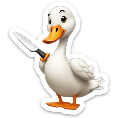 goose holding butterknife sticker