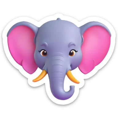 Create an elephant emoji that looks exactly like the reference image, in iOS emoji style. 3D, shiny, smooth gradients, soft shadows, realistic elephant head, classic emoji look. Add a glossy effect to the skin. sticker
