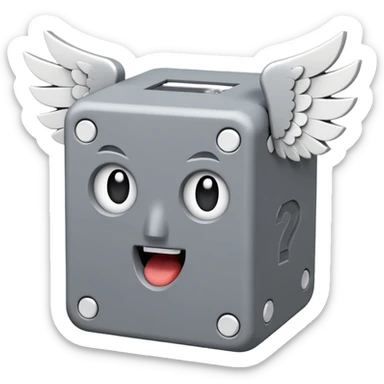 Gray and white, the gray being the block itself while the white parts are the question marks, corners, and mouth. It has 2 white wings on each side like the other lucky blocks. sticker