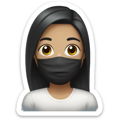 girl with black hair and face mask  sticker