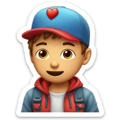 Niño con gorra lazando un beso de corazón  sticker