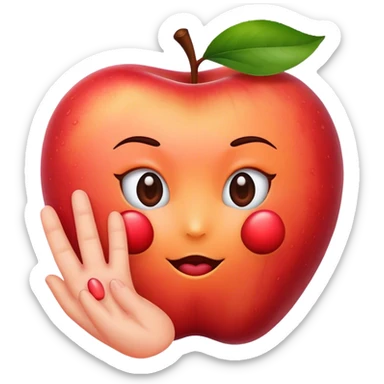 The Apple peach emoji with a handprint on one of the cheeks of the peach sticker