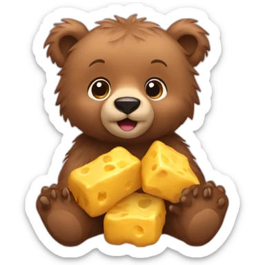 baby grizzly bear with nuggets sticker