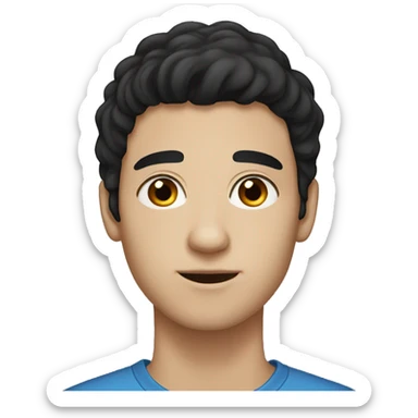 A 19-year-old man with black hair, brown eyes and white skin sticker