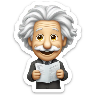 happy albert einstein holds statistics page in his hand sticker