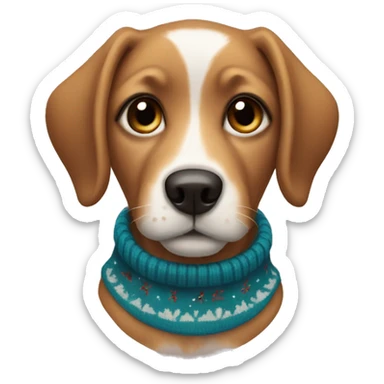 Dog wearing Christmas sweater sticker