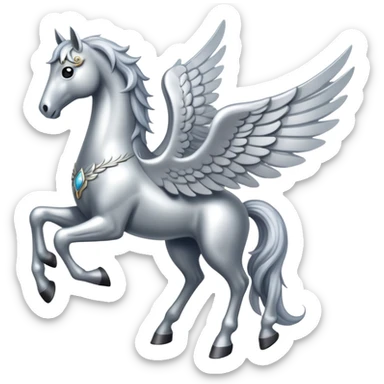 Silver horse with wings full body  sticker